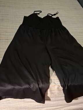 Addition Elle Black Wide-Leg Lace Bodice Jumpsuit